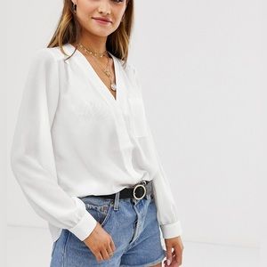 ASOS White Long Sleeve Work Top